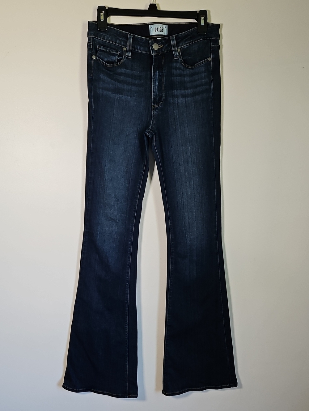 Paige High Rise Bell Canyon Flare Jean SZ 28 Nottingham Dark Wash
